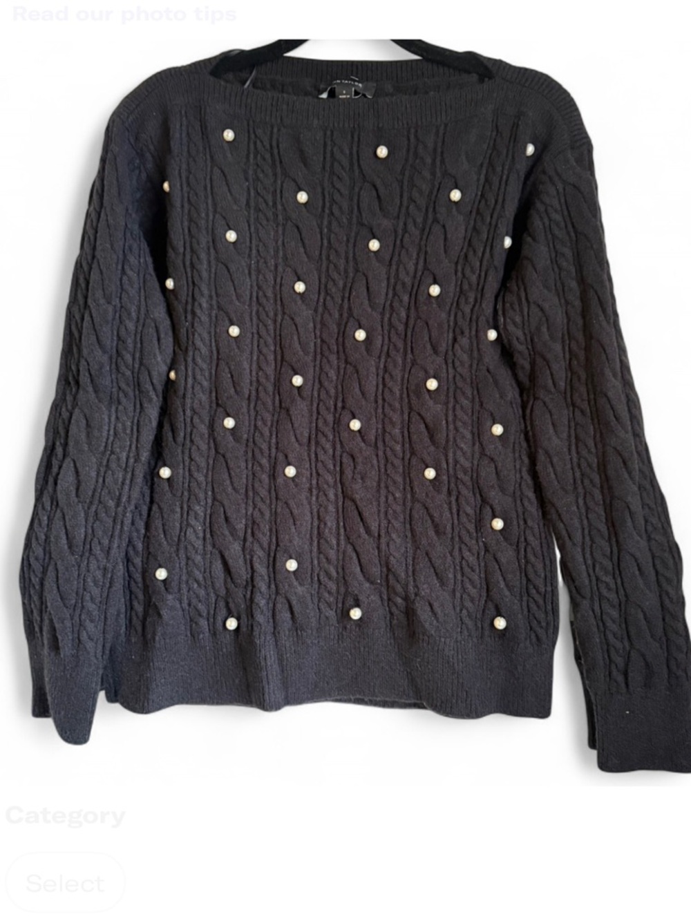 Ann Taylor Black Sweater with Pearl Accents - Picture 2 of 11